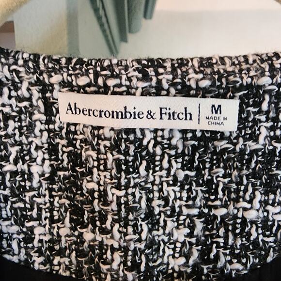 Abercrombie & Fitch Women's Tweed Vest Black White Button Front Size M - Picture 3 of 7